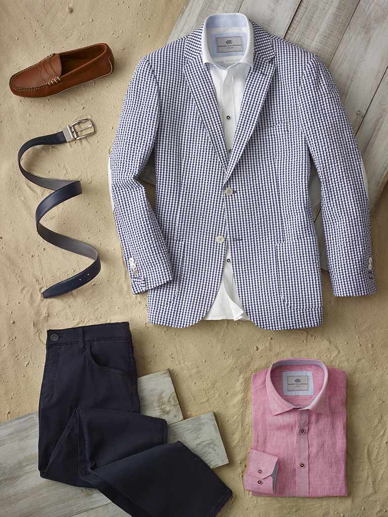 Sport Coat by Tom James & Sport Shirt by Report