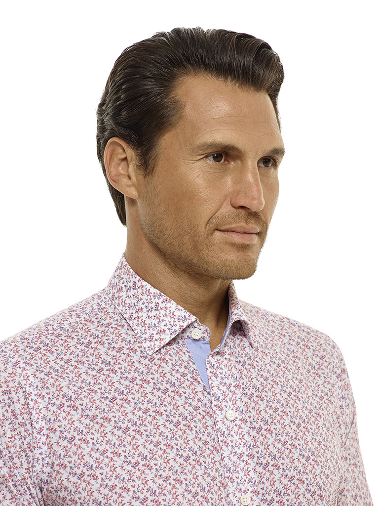 Tom James Custom Red Floral Print Shirt Tom James Company