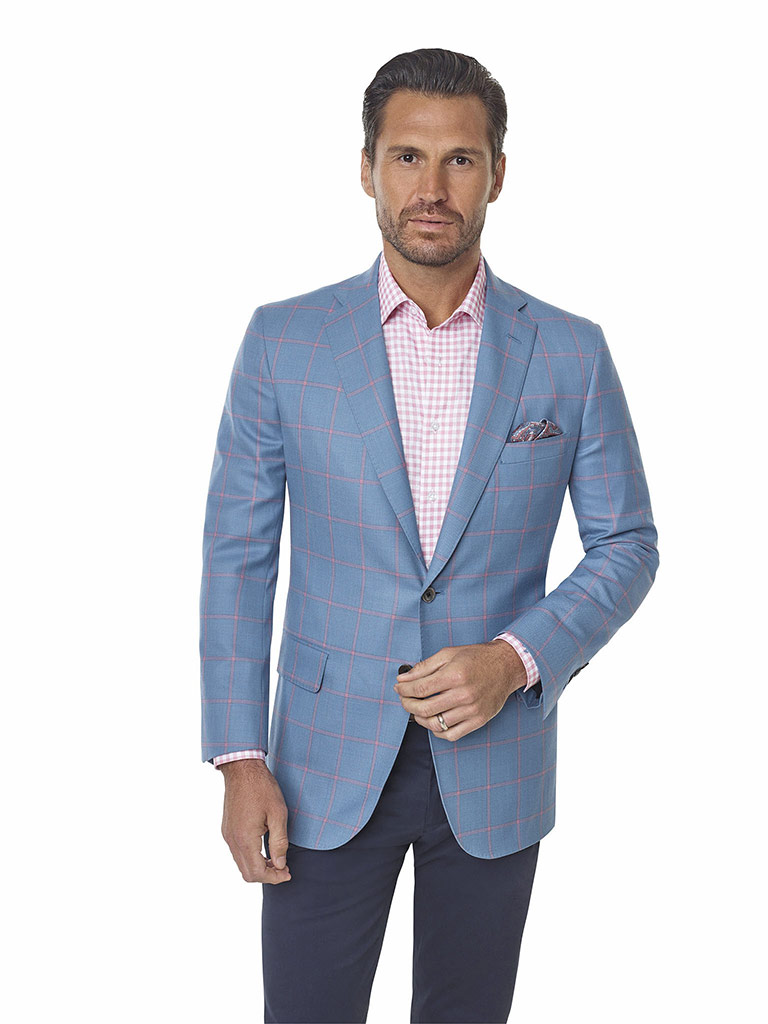 Super 100's Wool - Sky Blue Windowpane Men's Sport Coat | Tom James Company