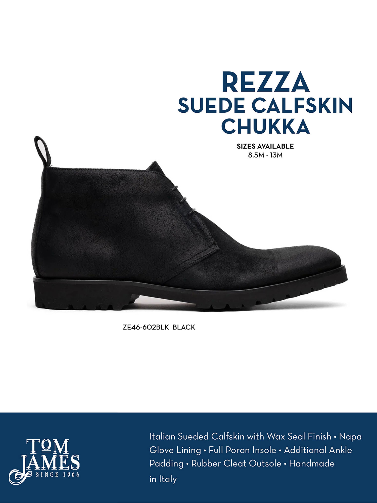 BLACK REZZA SUEDE CALFSKIN CHUKKA BOOT - Zelli