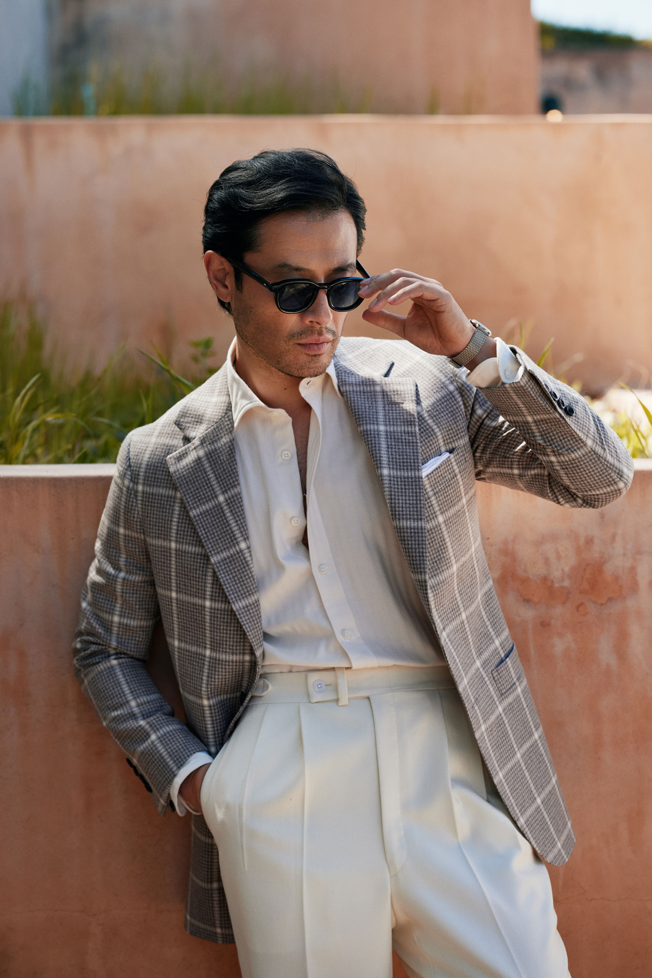 Cream Herringbone Shirt