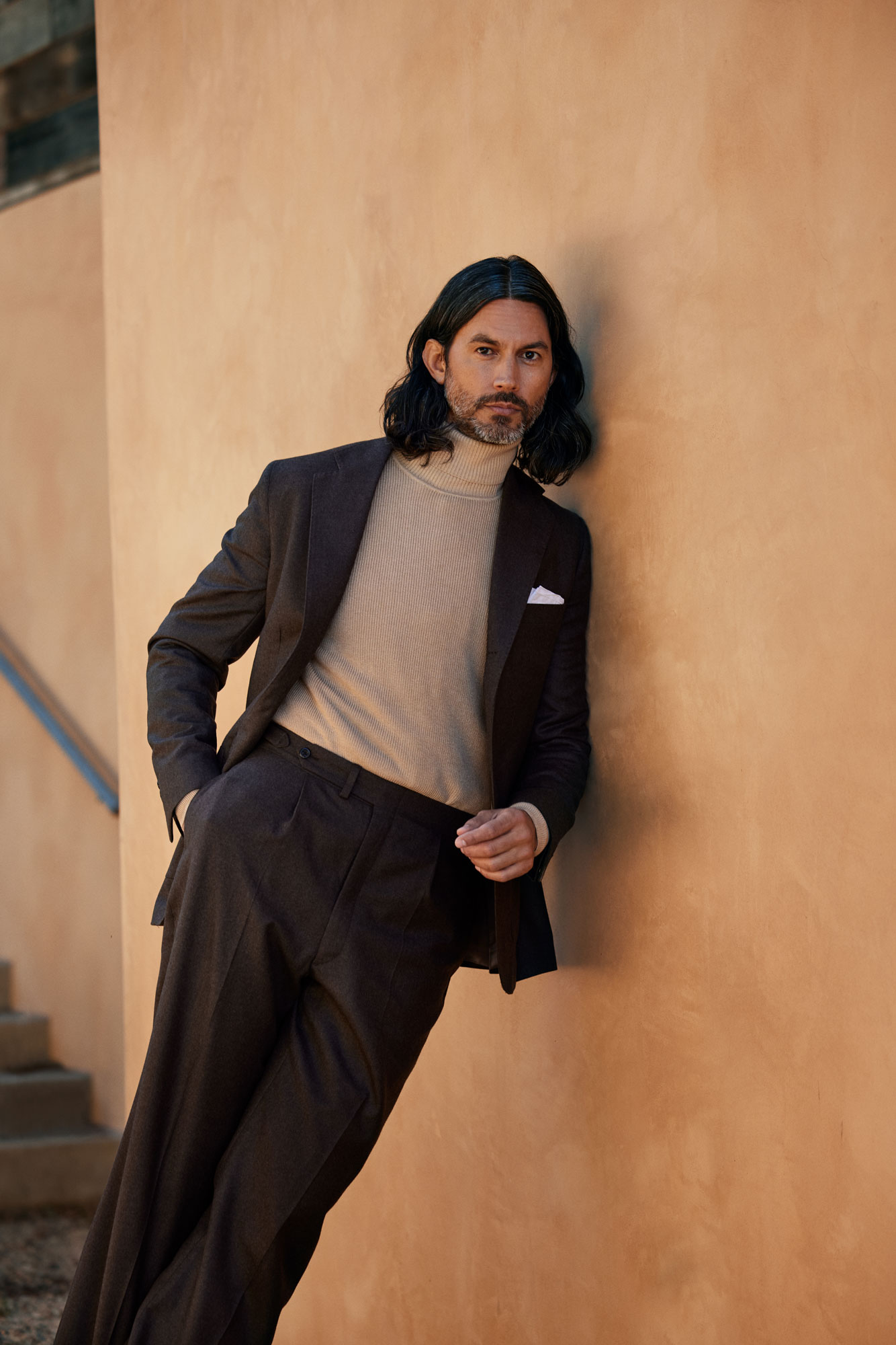 Tan Ribbed Turtleneck