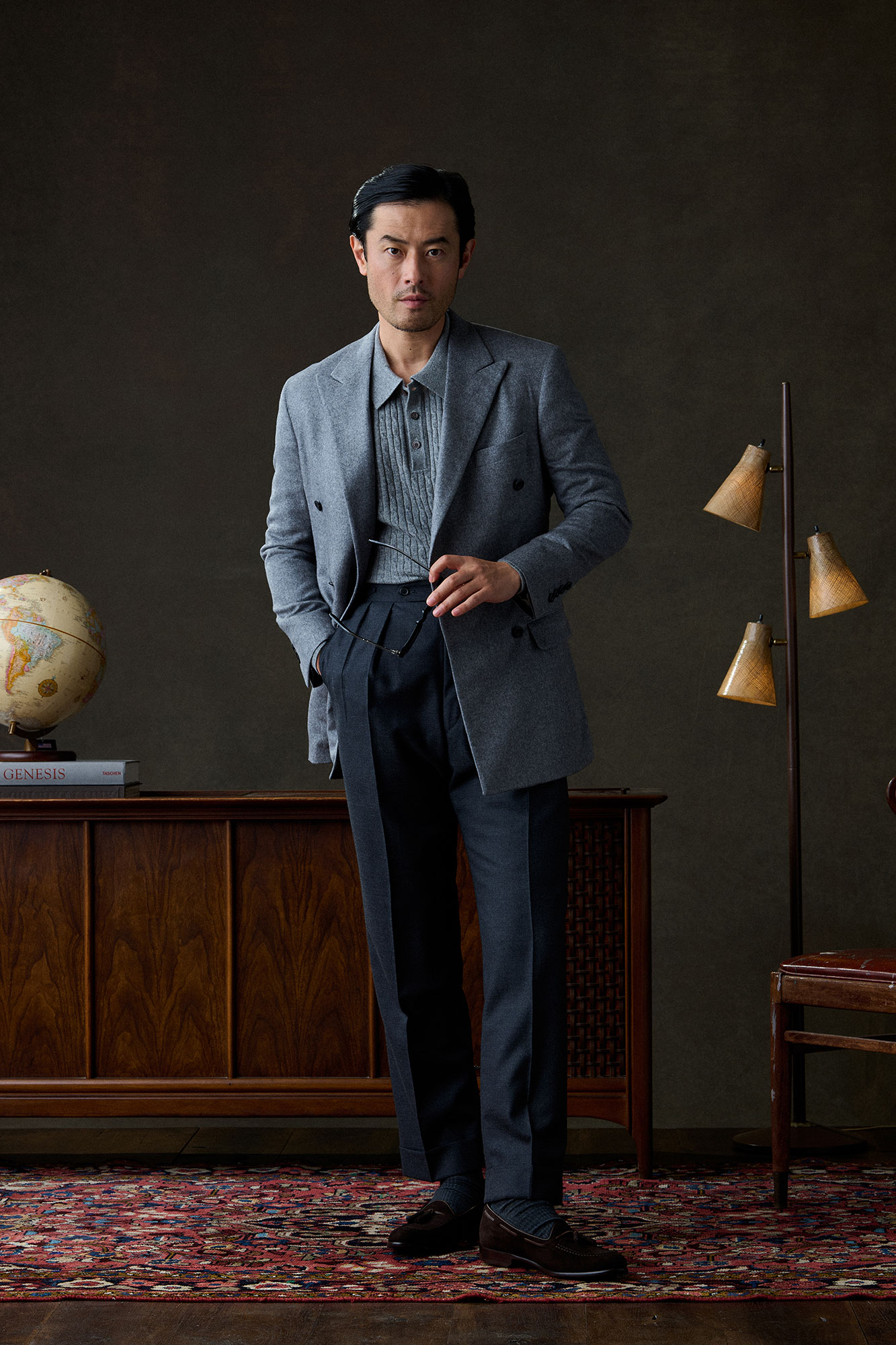 Piacenza Cashmere Blazer With Cable Knit Long Sleeve Polo