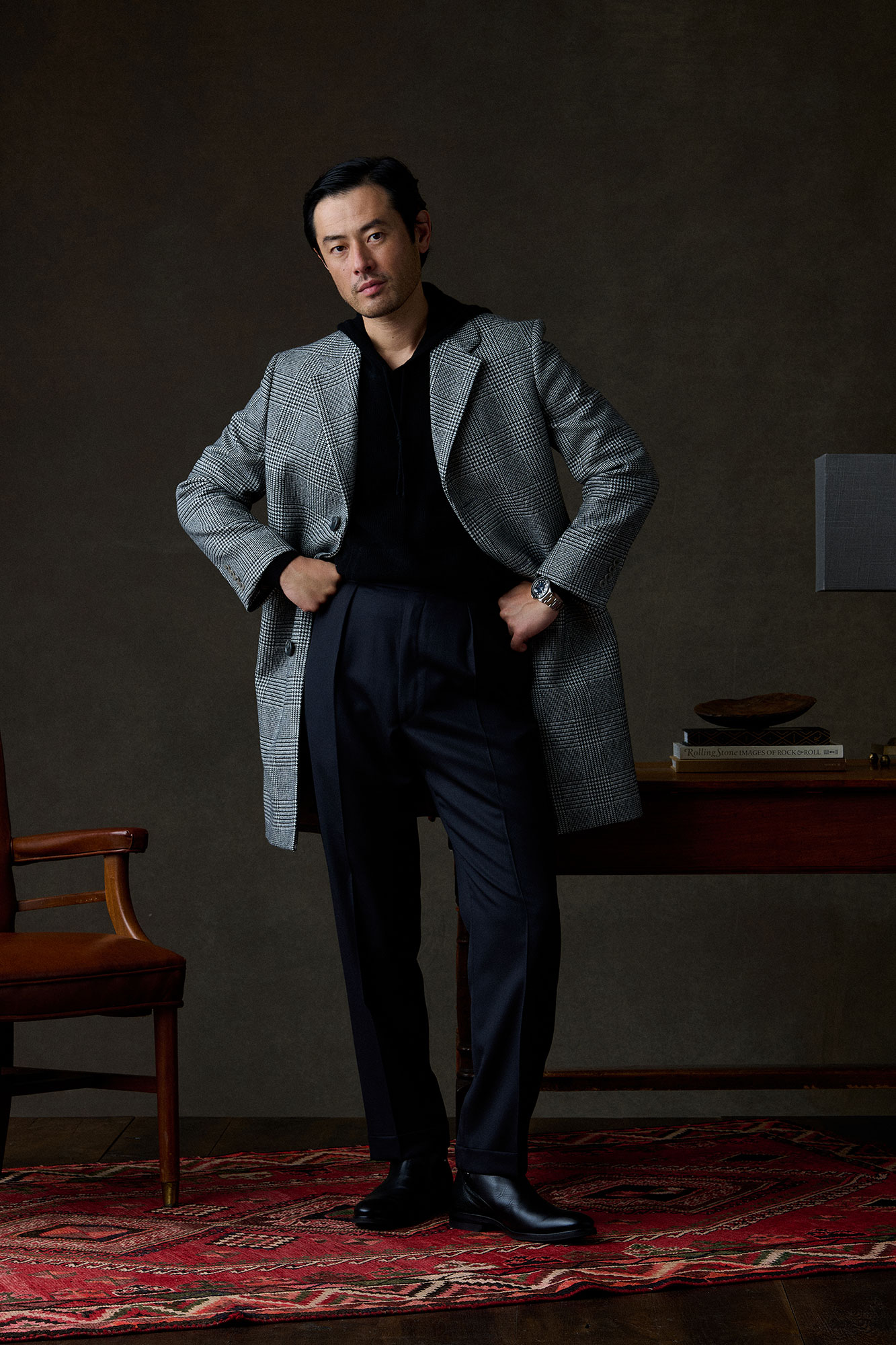 Black & White Plaid Top Coat - Holland & Sherry