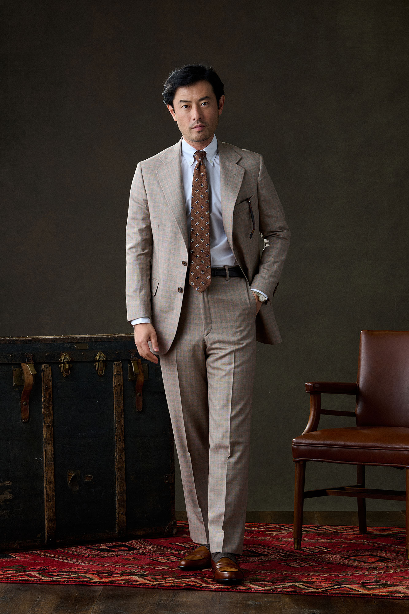 Tan & Orange Check Suit