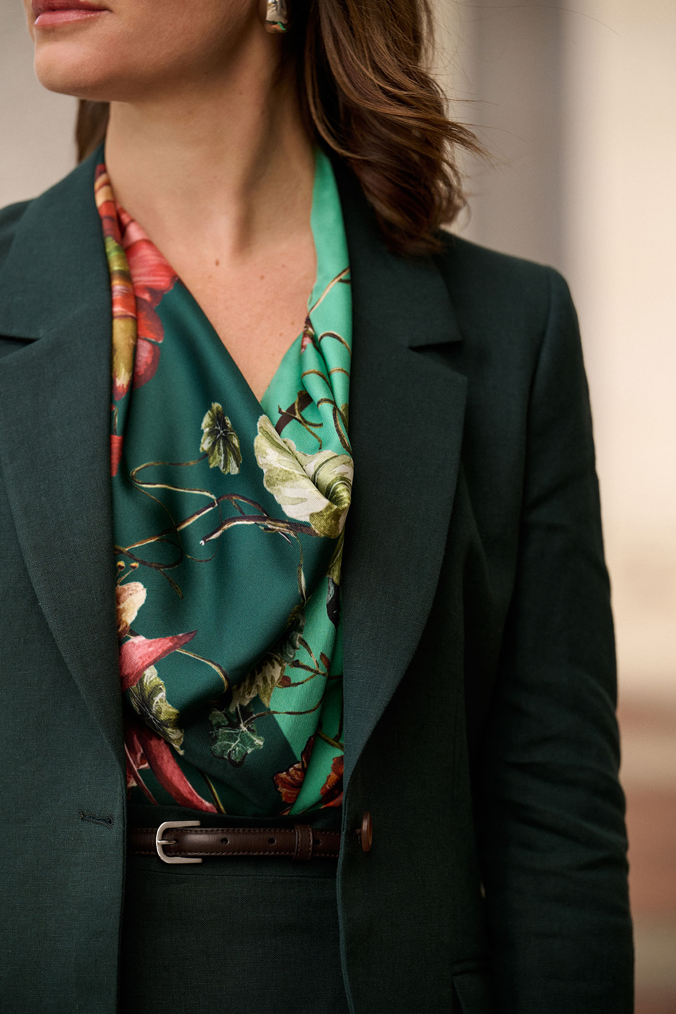 Dark Green Crushed Linen Suit