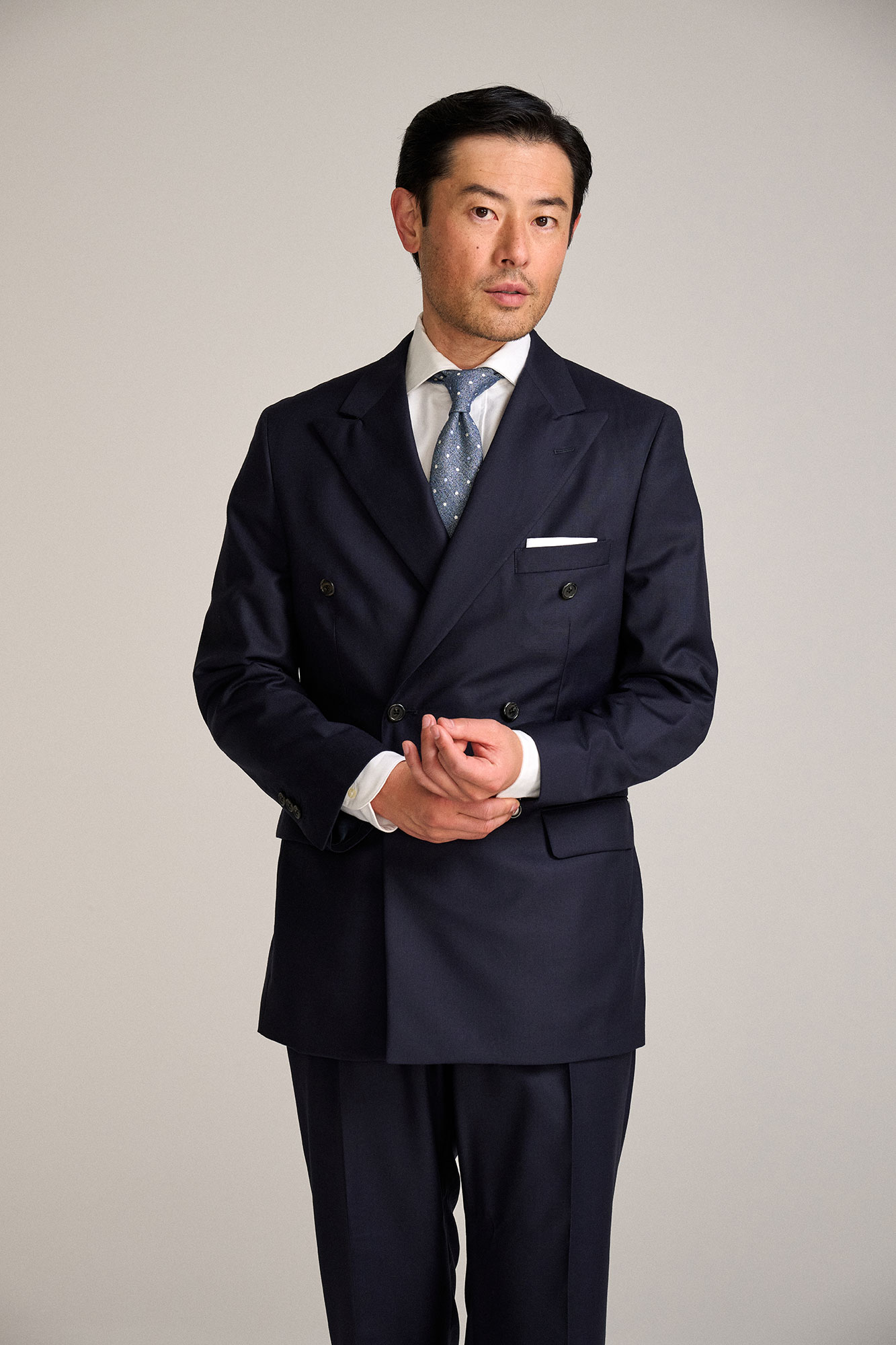 Double Breasted Navy 100% Super 120s Wool Suit