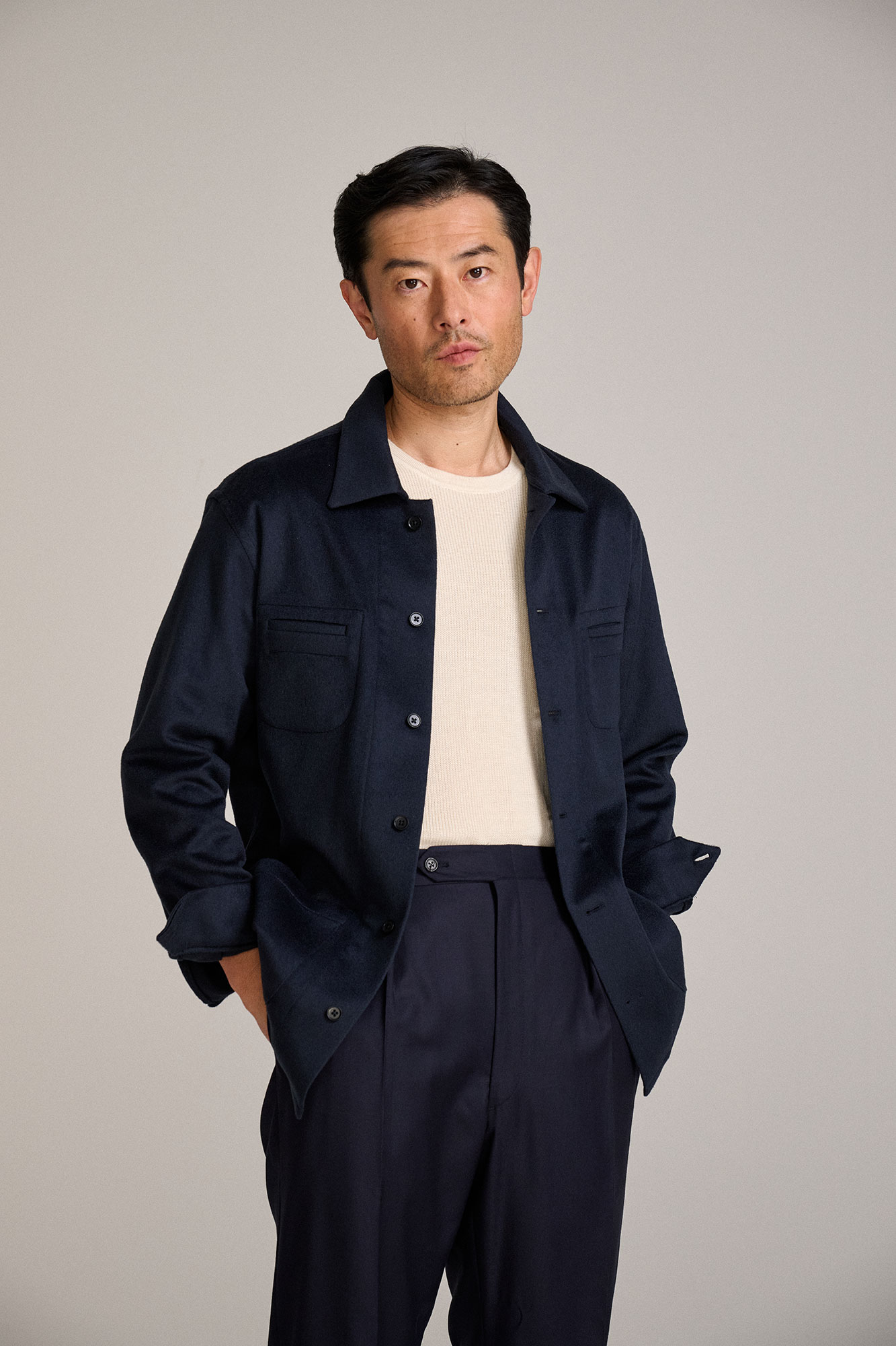 Navy Rhamnusia Cashmere Overshirt