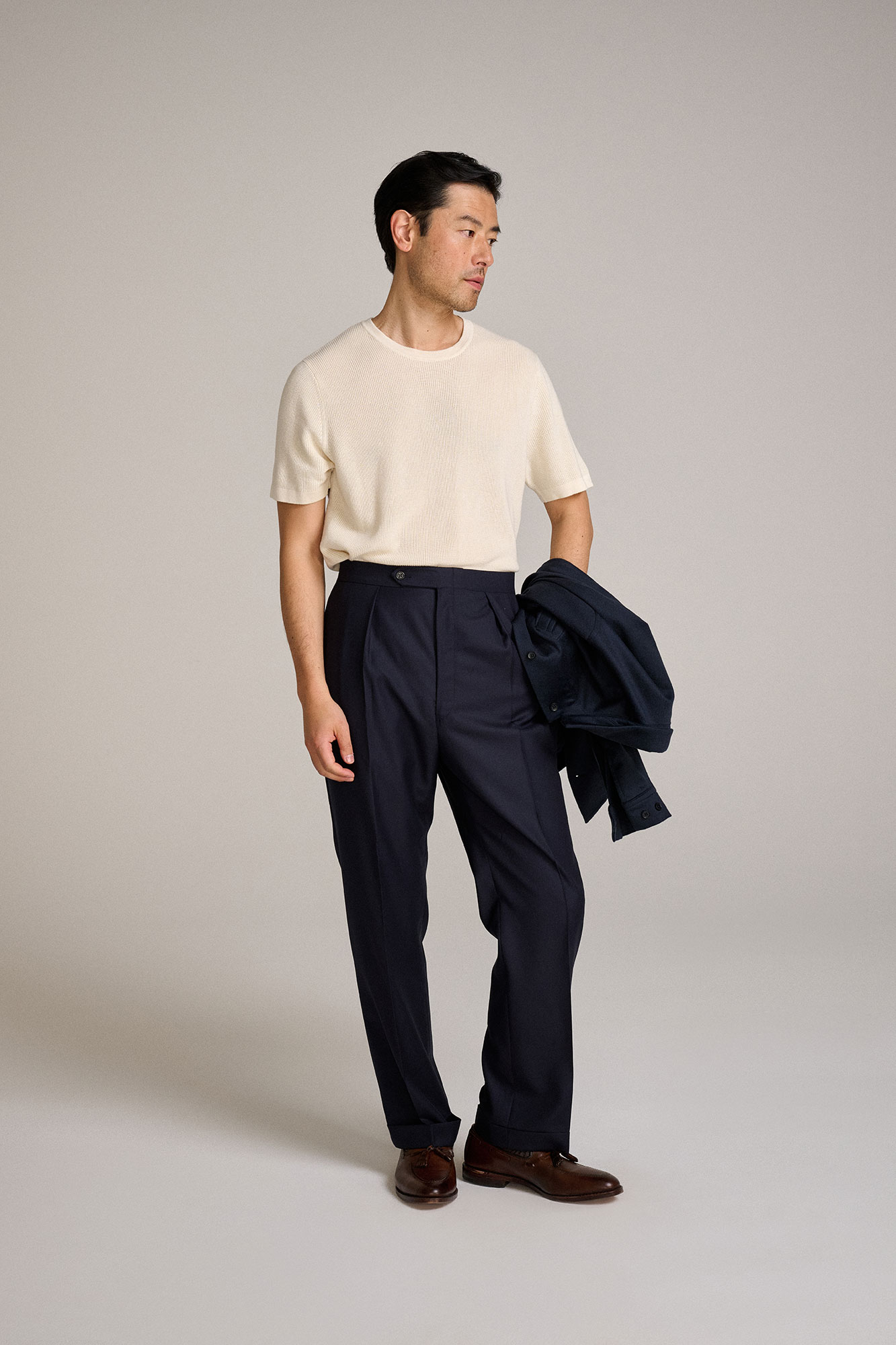 Navy Super 120s Wool Trousers
