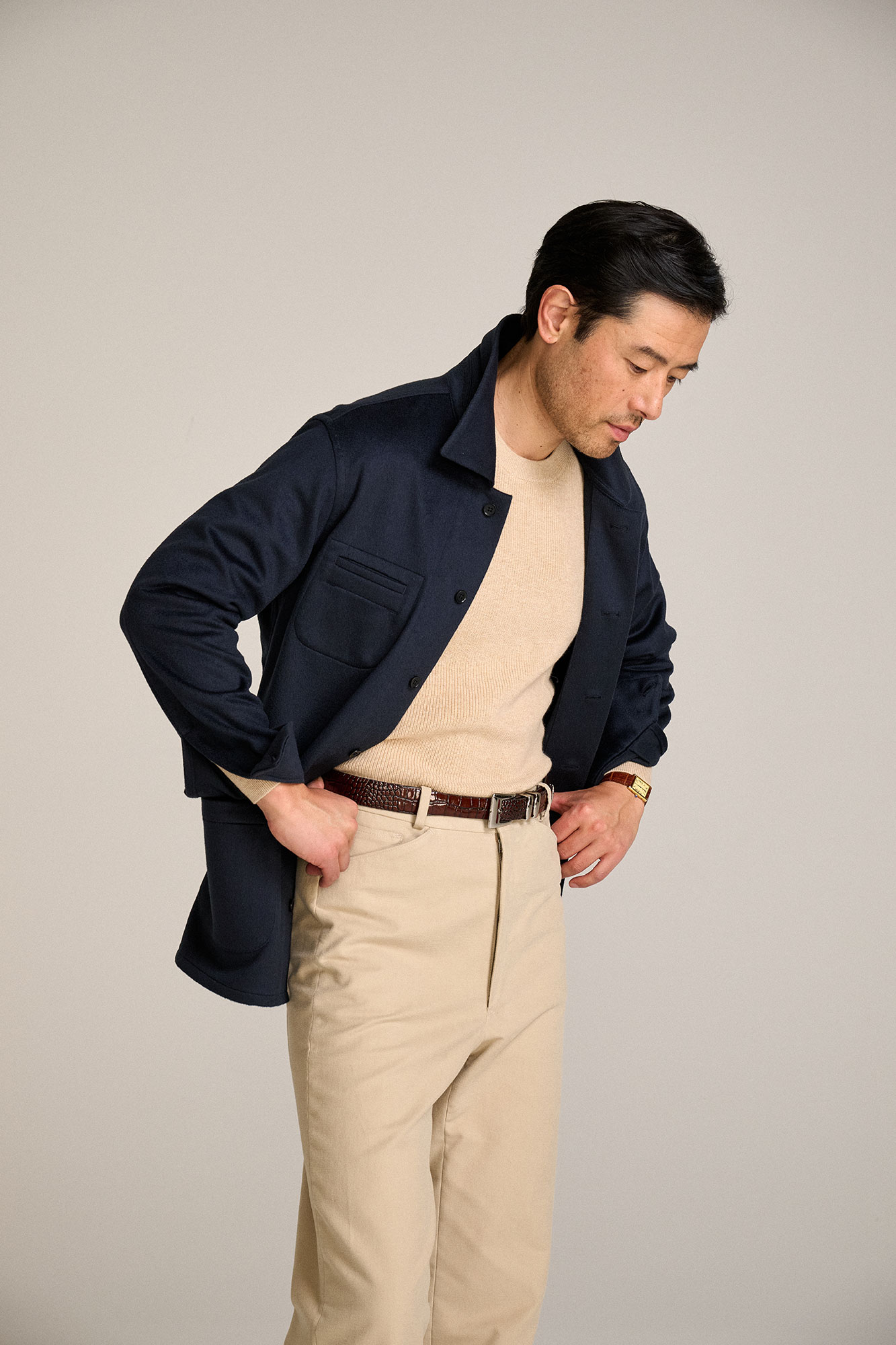 Navy Cashmere Overshirt