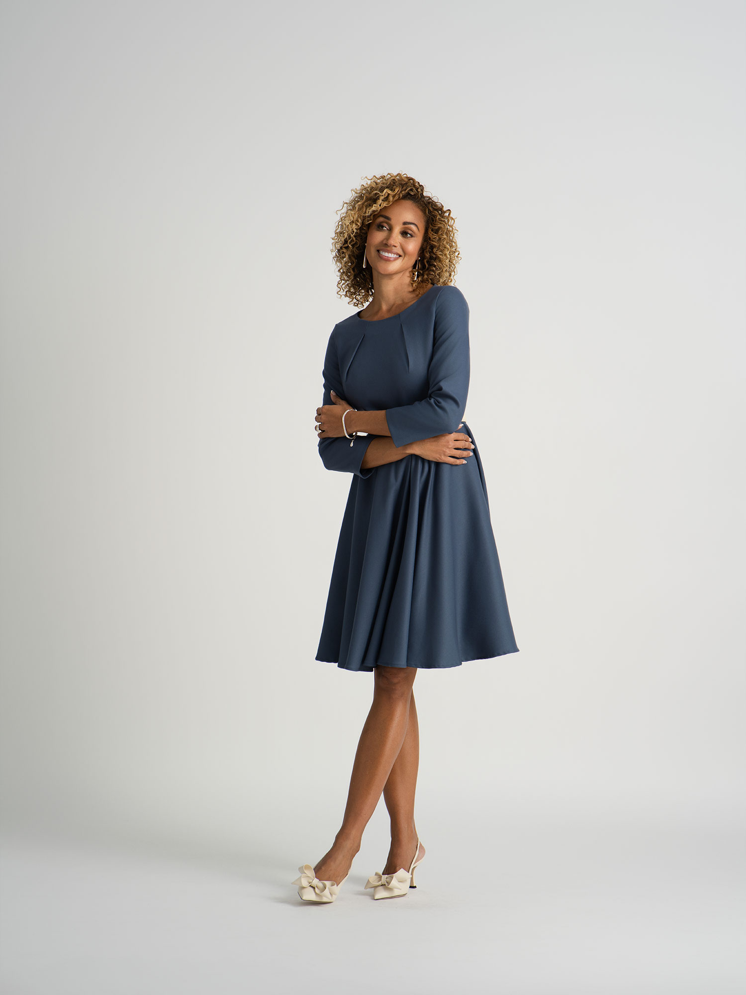 Slate Blue Crepe Dress