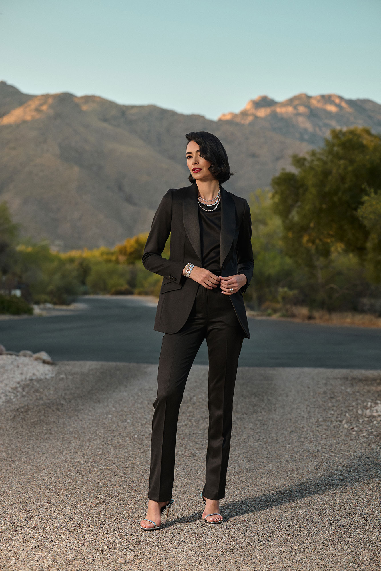 Women's Custom Black Sateen Tuxedo