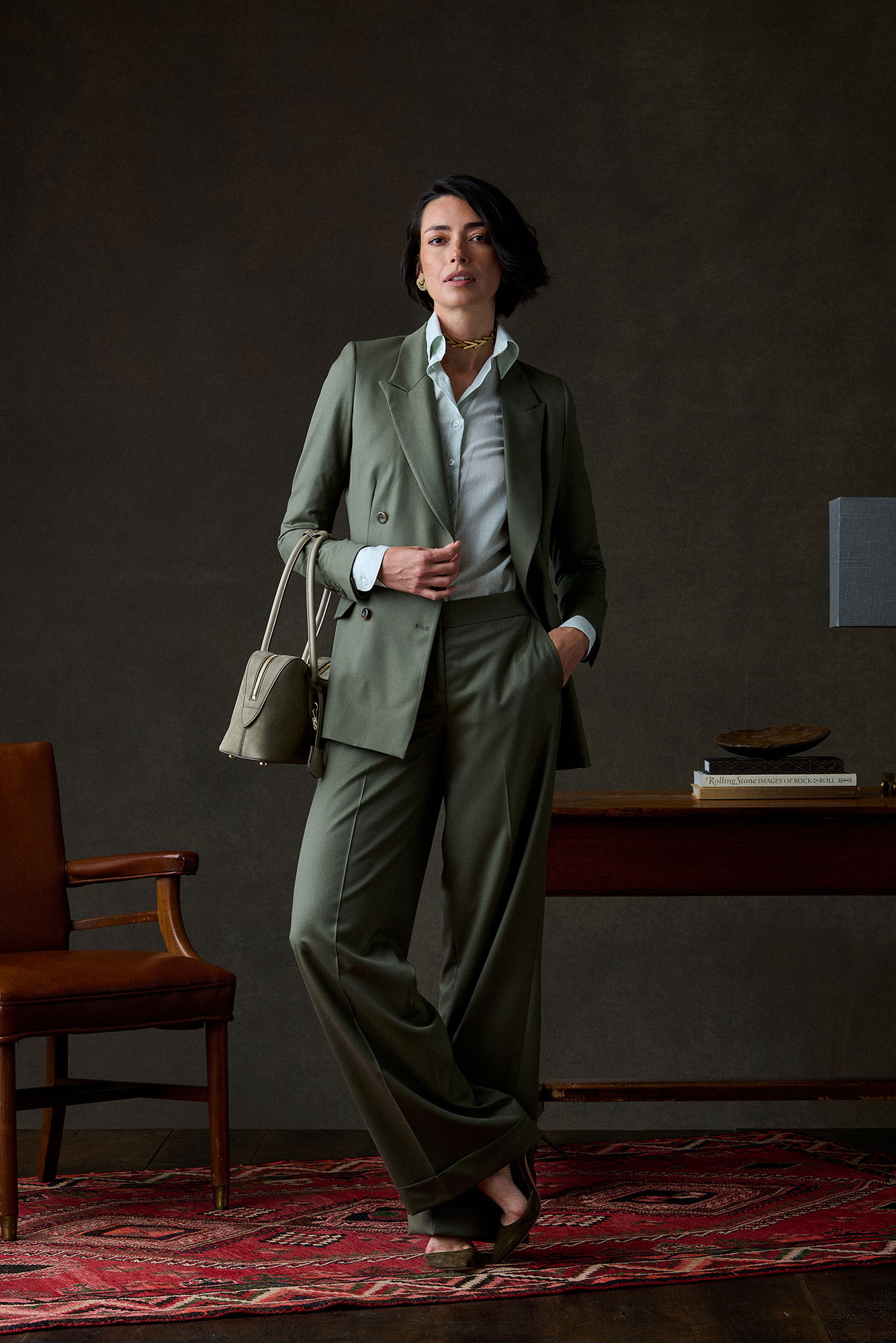 Olive Gabardine Suit