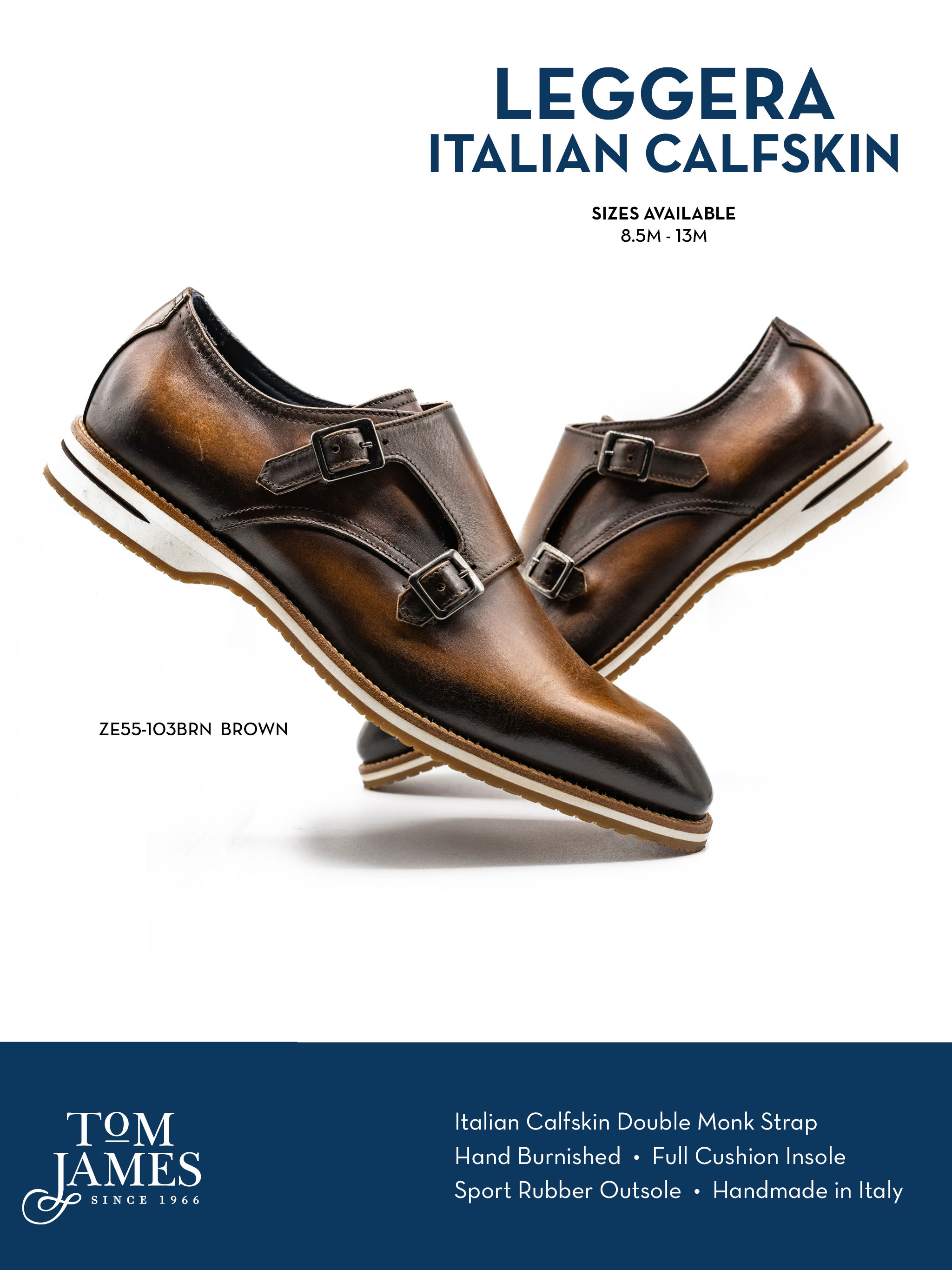 Legerra Hand Burnished Italian Calfskin Monkstrap