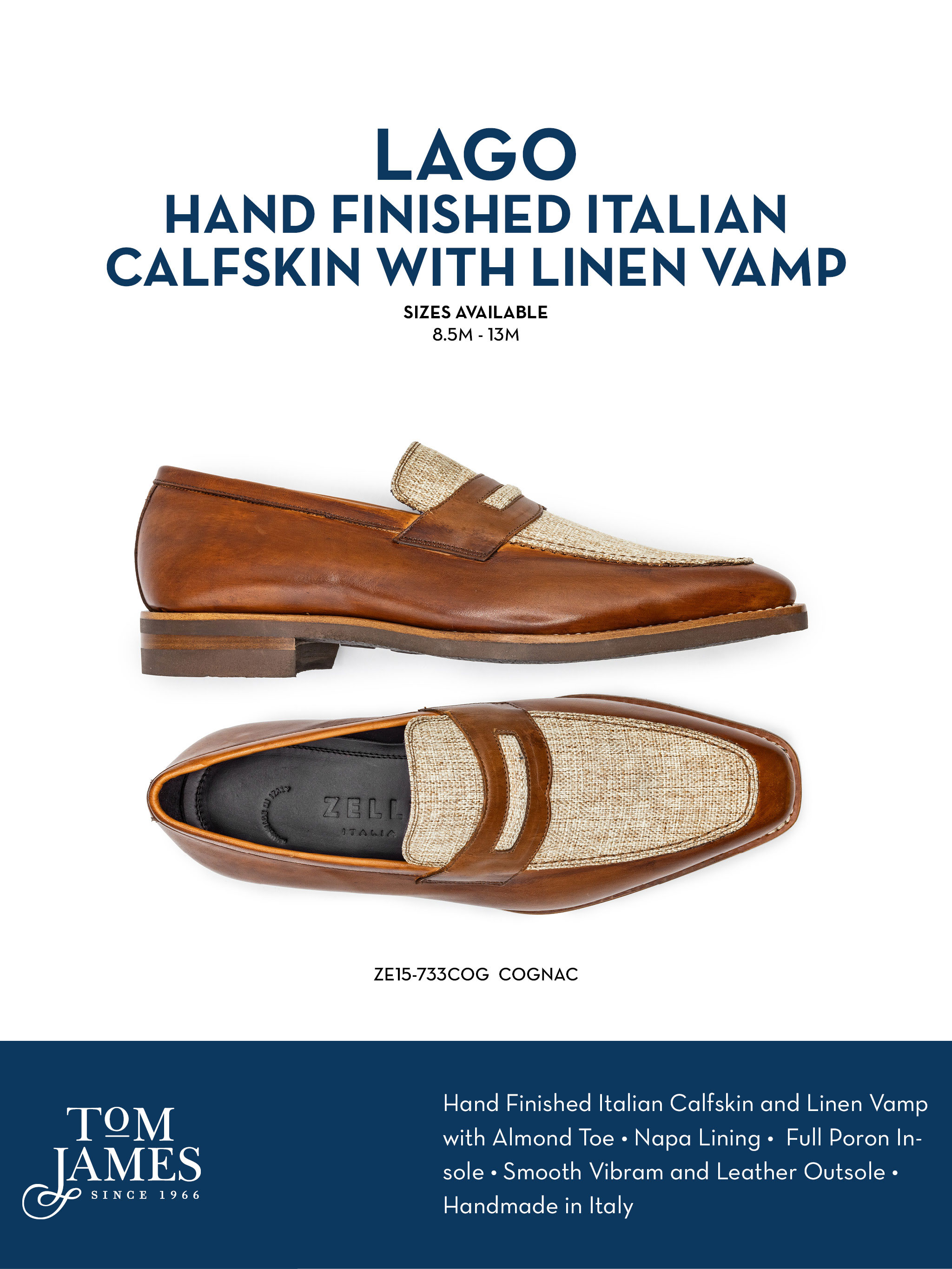 Lago Italian Calfskin Slip On Loafer