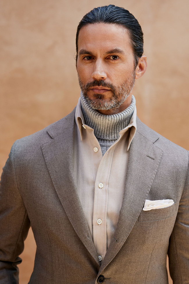 Tan Herringbone Shirt