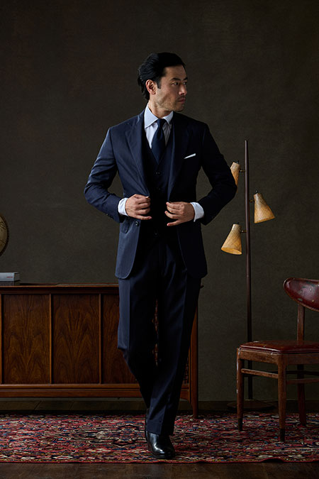 Navy & Brown Striped Suit