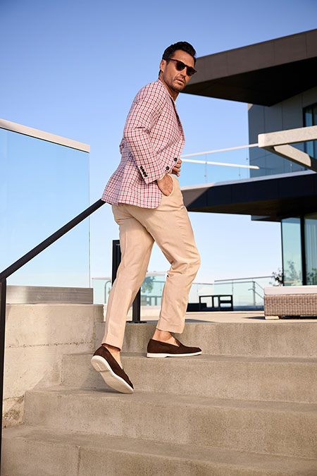 Pink Guncheck Linen Sport Coat
