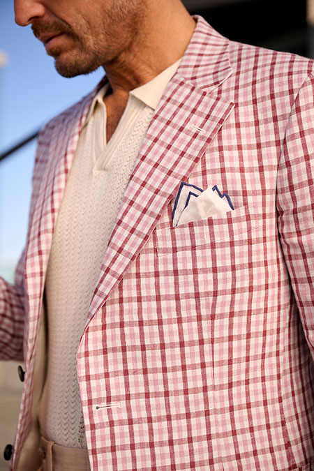 Pink Guncheck Linen Sport Coat