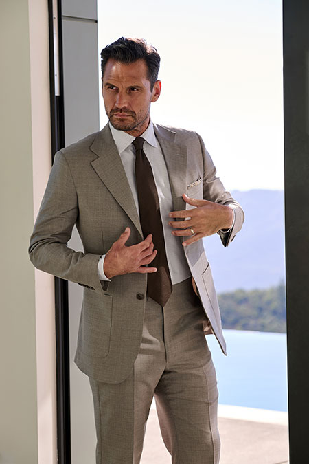Taupe Sharkskin Solid Suit