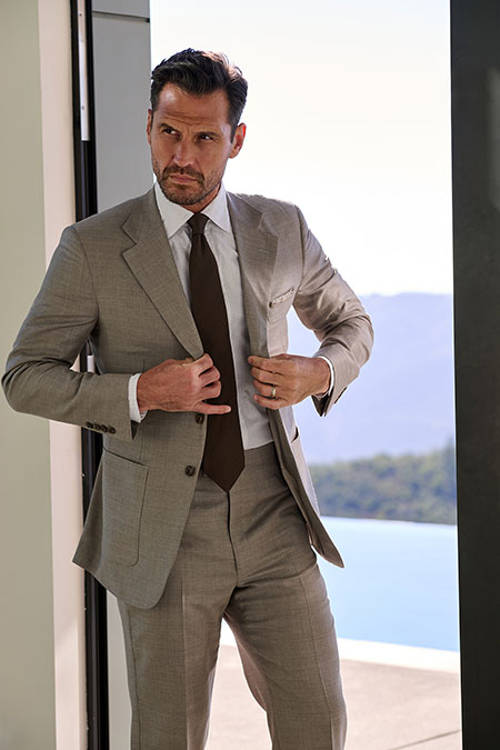 Taupe Sharkskin Solid Suit