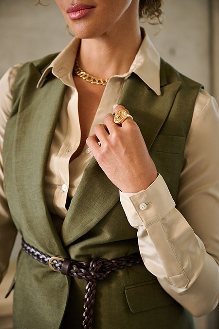 Olive Linen Vest