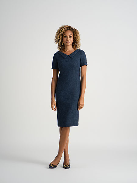 Blue Tweed Dress