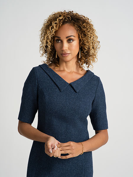 Blue Tweed Dress