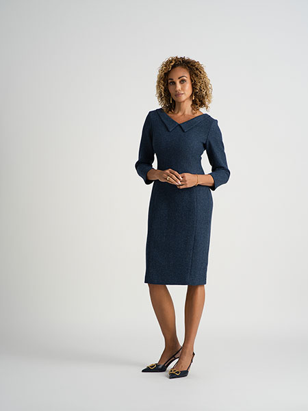 Blue Tweed Dress