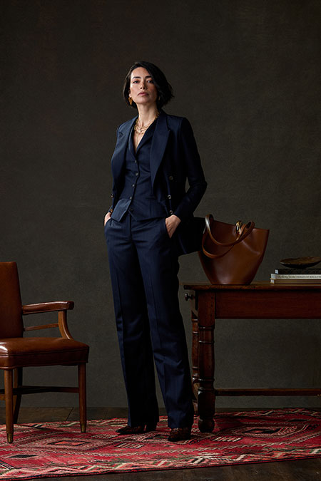 Navy & Brown Striped Suit