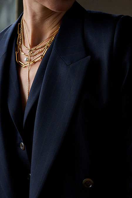 Navy & Brown Striped Suit