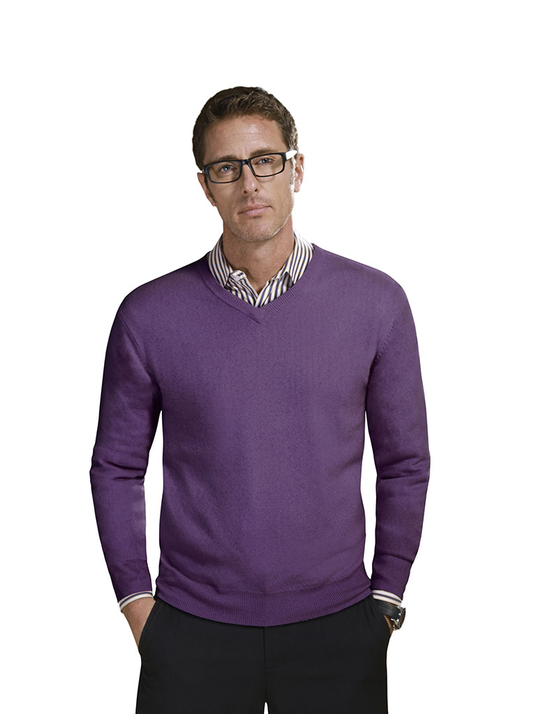 Purple V-Neck Long Sleeve Sweater