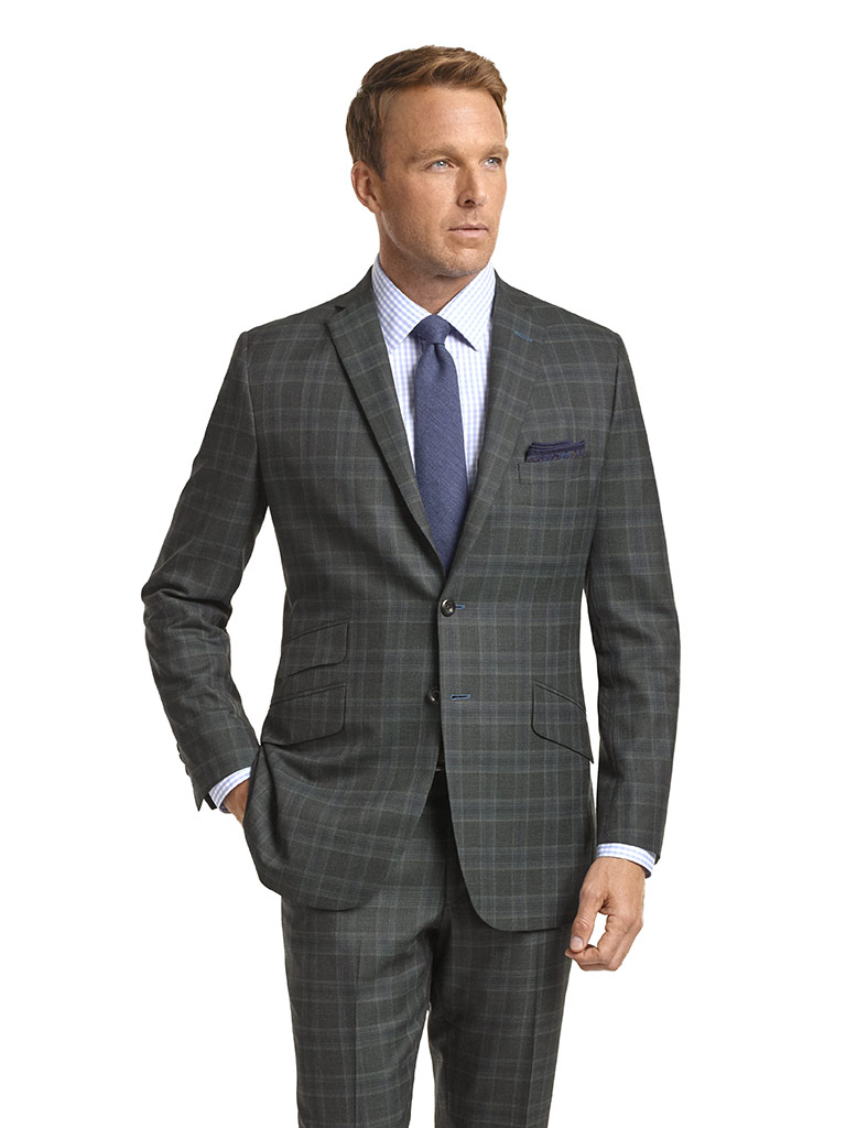 Super 120's Charcoal Green Plaid | Tom James Company