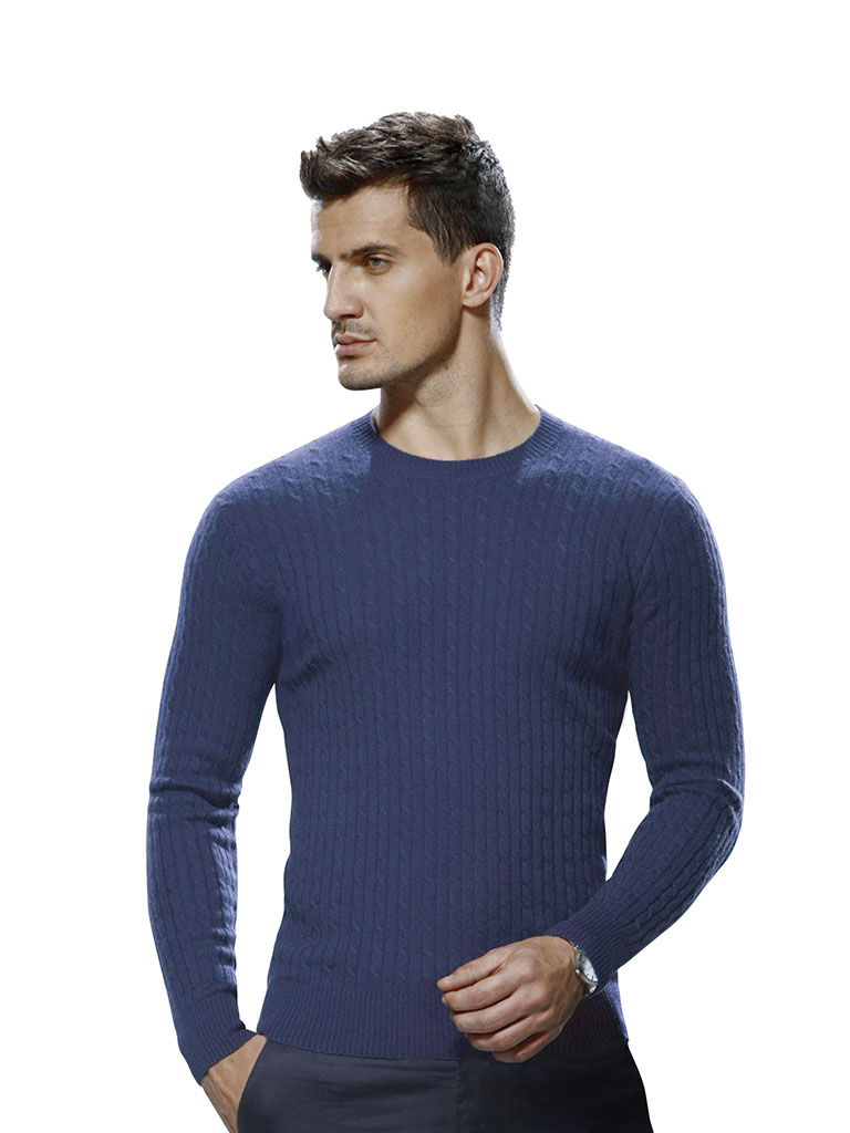 Men's Cable Crew Long Sleeve Custom Sweater