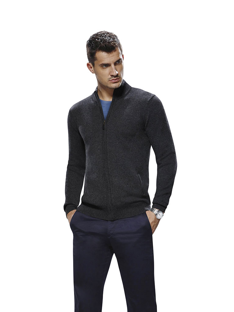Men's Full Zip Mock Long Sleeve Custom Sweater