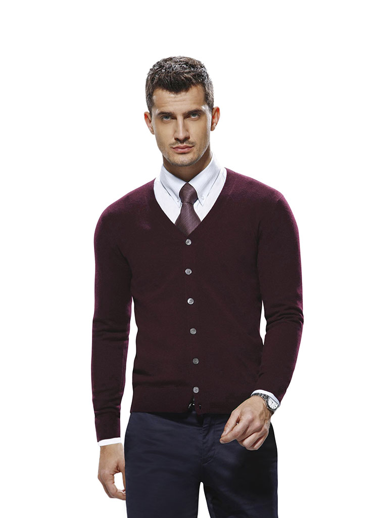 Men's High V 7 Button Cardigan Long Sleeve Custom Sweater