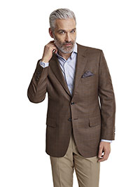 Custom Super 140's Brown Fancy Windowpane