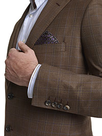 Custom Super 140's Brown Fancy Windowpane