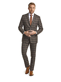 Super 120's Olive Brown Plaid