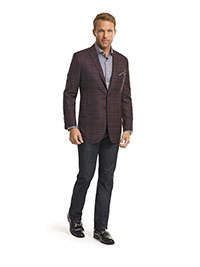Super 140's Wine Plaid Jacket & 34 Heritage Jeans