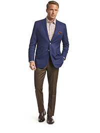 Custom Super 120's Navy Textured Solid Jacket