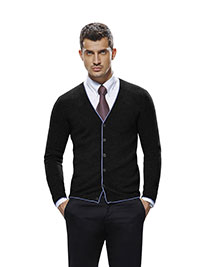Custom Men's Low V Cardigan Long Sleeve Custom Sweater