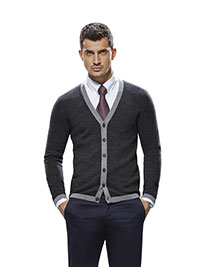 Custom Men's Low V Cardigan Long Sleeve Custom Sweater