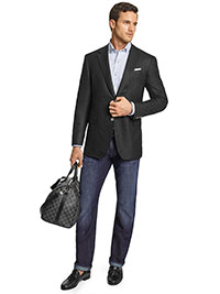 JACKET & JEANS                                                                                                                                                                                                                                            , Oxxford Super 130's Wool Black Hopsack