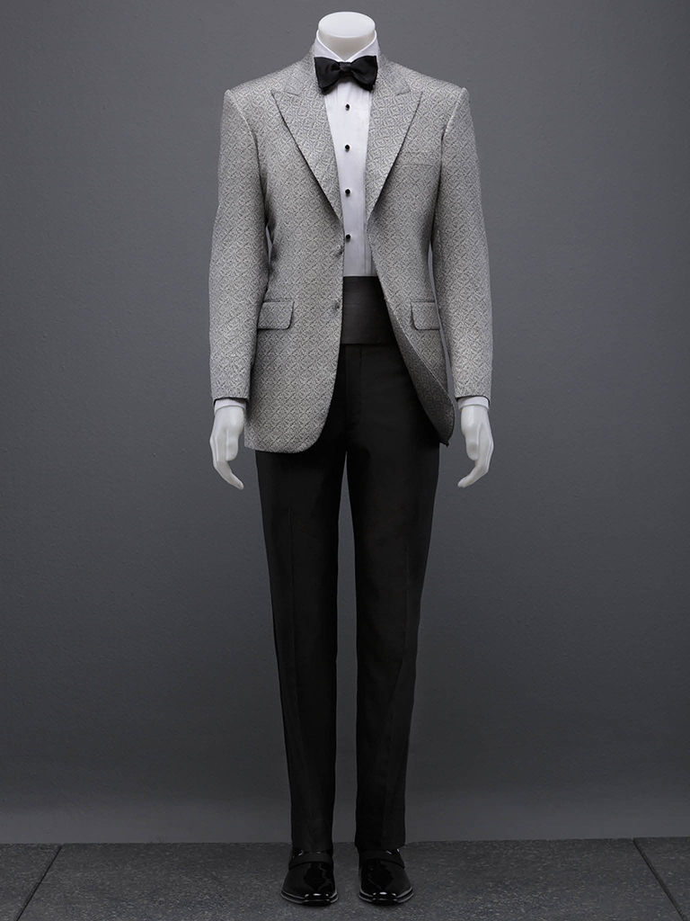Black and White Contrast Jacquard Tuxedo