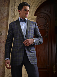 Blue Plaid Tuxedo Jacket