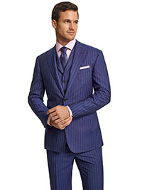 Super 130's Wool Navy Blue Stripe