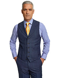 Super 130's Wool and Mohair   Blue with Royal Windowpane