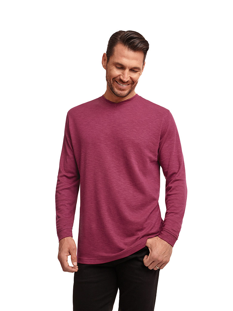 Long Sleeved V-Neck T-Shirt by Tom James