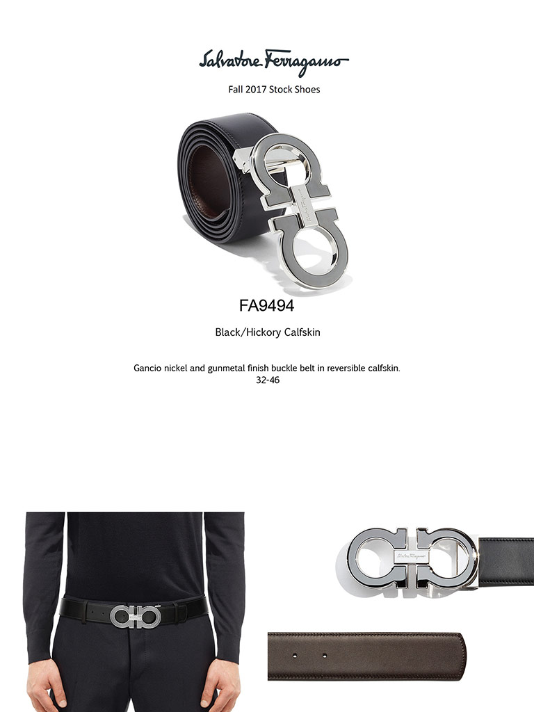 Gancio Nickel Calfskin Reversible Belt by Ferragamo